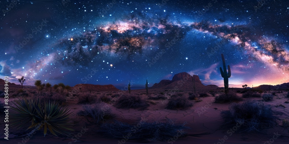 Starry night sky over desert landscape Starry night sky over desert landscape