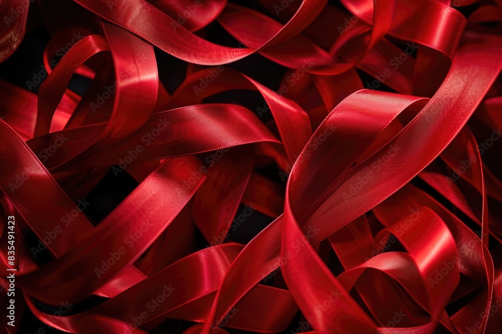 Close-up of red ribbons Close-up of red ribbons