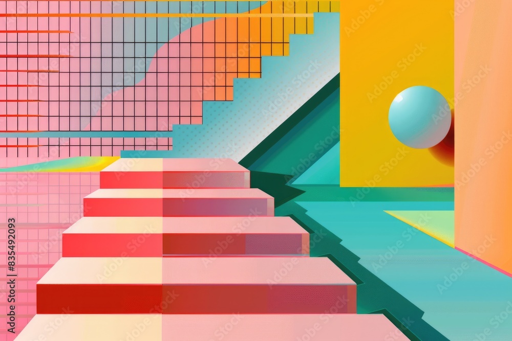 A staircase with a ball hanging from the top step, providing a unique and interesting focal point A staircase with a ball hanging from the top step, providing a unique and interesting focal point