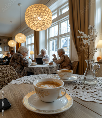 A cozy Swedish cafe interio...