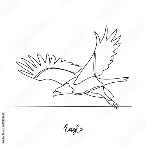 One continuous line drawing of Eagle vector illustration. Poultry and bird animal themes in simple continuous line design concept. Poultry refer to domesticated birds raised for their meat, eggs.