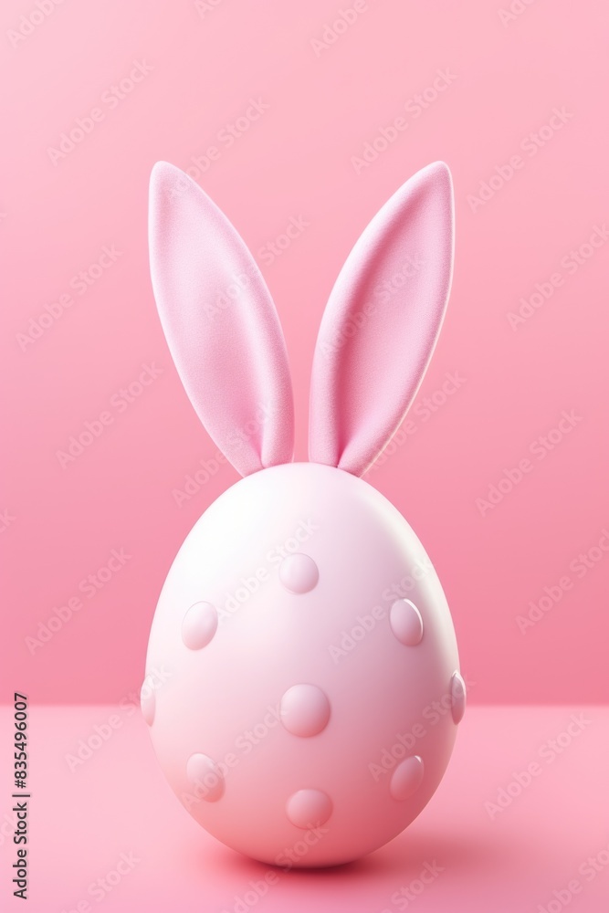 Obraz premium A white ball with pink bunny ears attached, suitable for whimsical or playful scenes