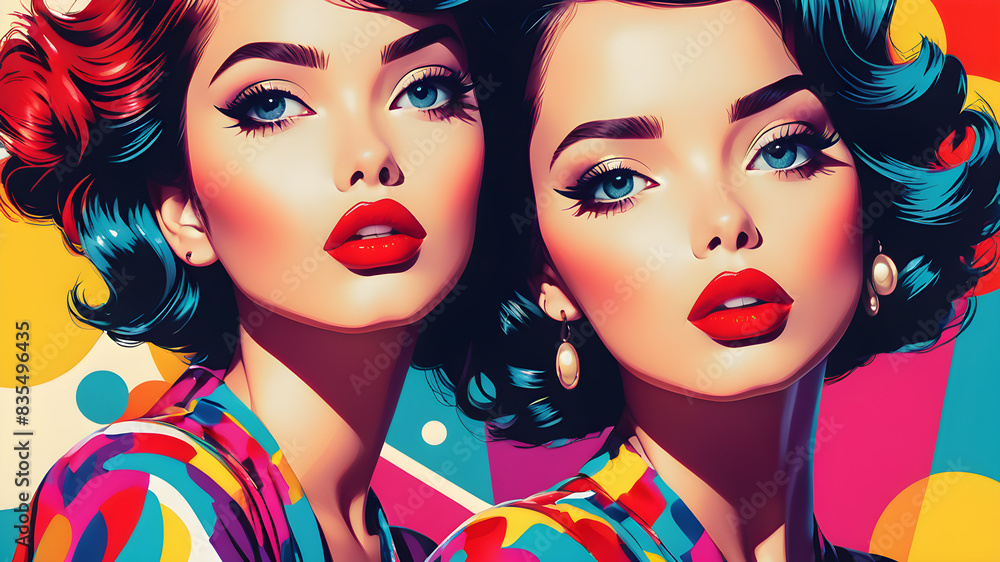 Obraz premium Modern Pop art Beautiful Girl background. Generative AI