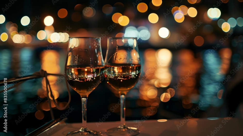 Champagne wine glass on luxury yacht in sea. Champagne wine glass on luxury yacht in sea.