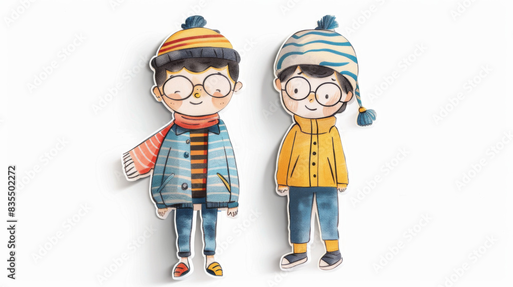 Two paper dolls of a boy and a girl Two paper dolls of a boy and a girl