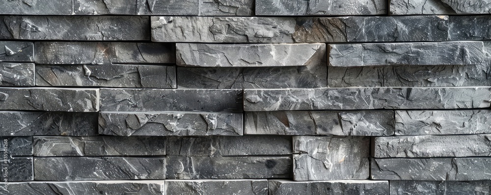 Naklejka premium textured gray brick wall highlighting architectural patterns.