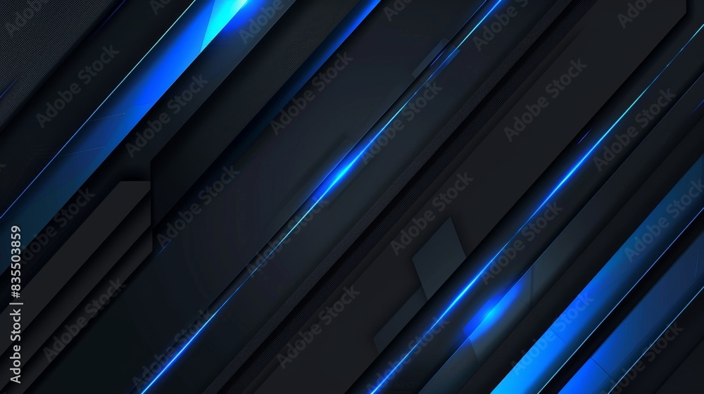 Obraz premium Abstract Blue and Black Diagonal Lines Background, Generative AI