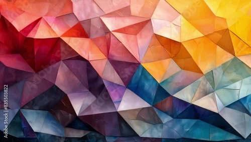 A vibrant abstract painting featuring a multitude of colors and an array of different shapes and forms. photo