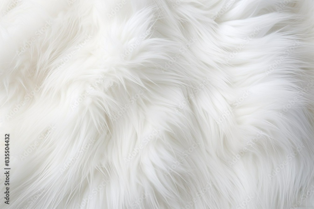 The fur is white and fluffy. It looks like it's from a cat. The fur is very soft and looks like it's made of cotton The fur is white and fluffy. It looks like it's from a cat. The fur is very soft and looks like it's made of cotton