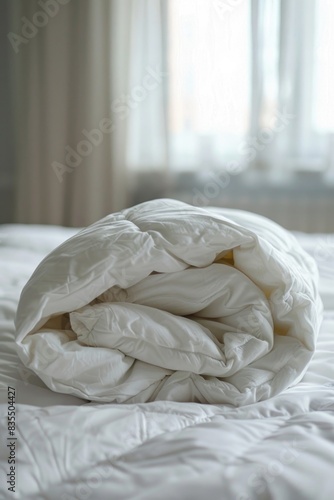 Bed with white comforter