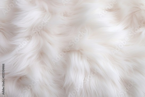 The fur is white and fluffy. It looks like it's from a cat. The fur is very soft and looks like it's made of cotton
