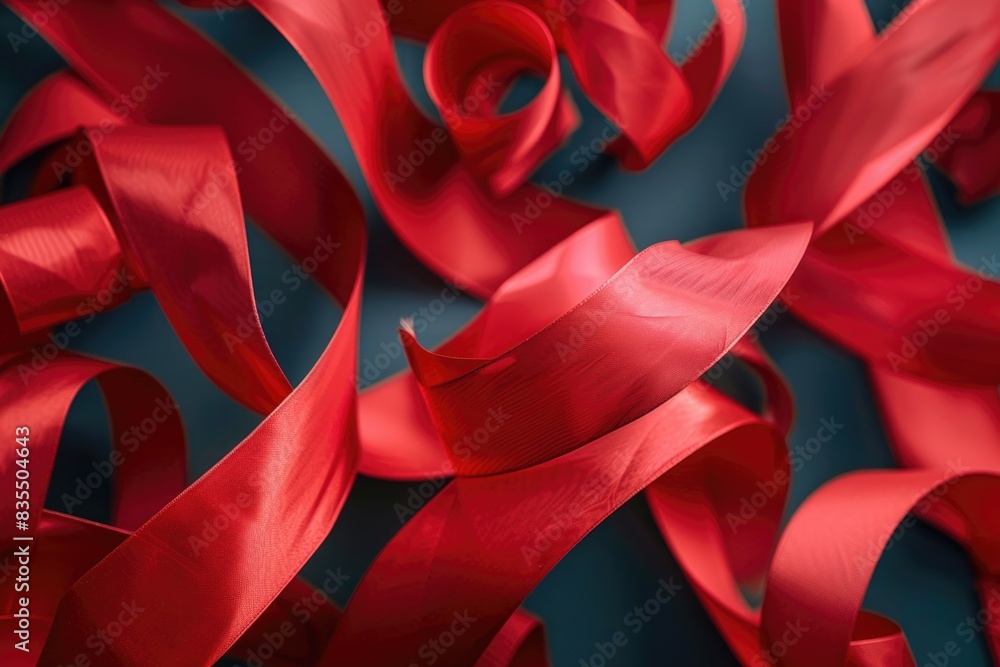 Close-up of red ribbons Close-up of red ribbons