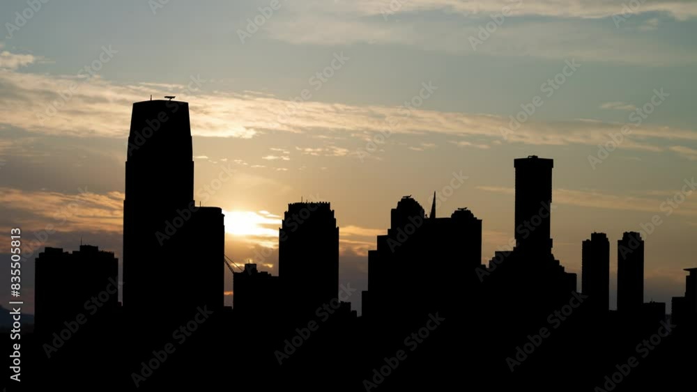 Jersey City Skyline at Sunrise, Time Lapse with Colorful Clouds, New Jersey, USA Jersey City Skyline at Sunrise, Time Lapse with Colorful Clouds, New Jersey, USA