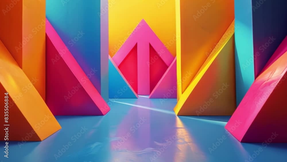 A vibrant painting depicting a room with colorful walls and decor, featuring a striking blue floor. A vibrant painting depicting a room with colorful walls and decor, featuring a striking blue floor.