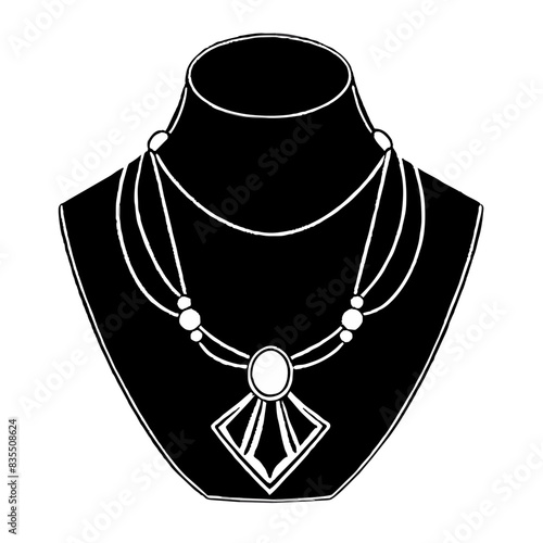  vector illustration of a statement necklace on a display bust.