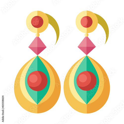  vector illustration of colorful, abstract earrings.