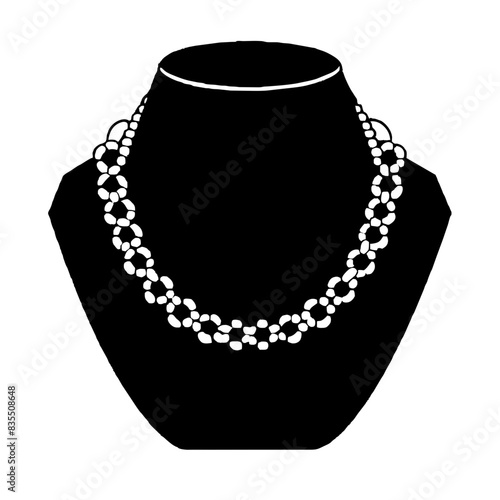 vector illustration of a pearl necklace displayed on a bust.