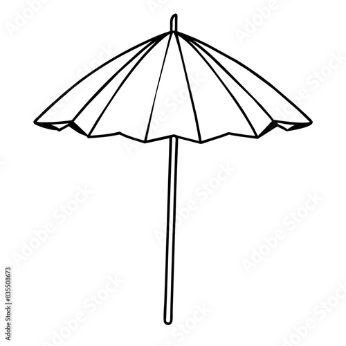  traditional parasol with a white canopy and intricate design.