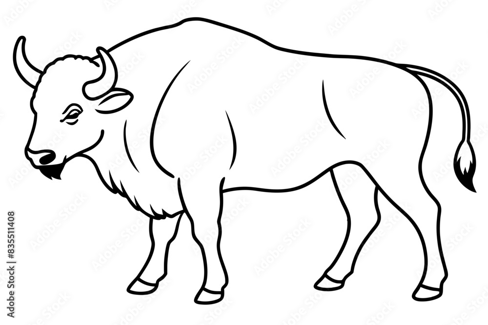 bison line art vector illustration 