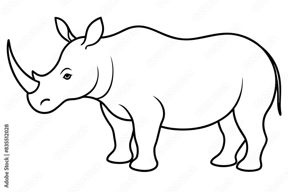 line art of a rhinoceros vector illustration