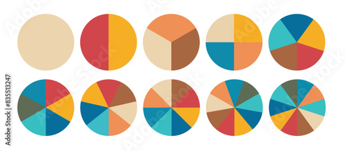 Pie chart set. Colorful diagram collection with. Circle icons for infographic. Vector