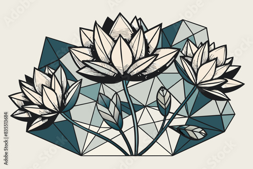 flowers line art vector illustration 