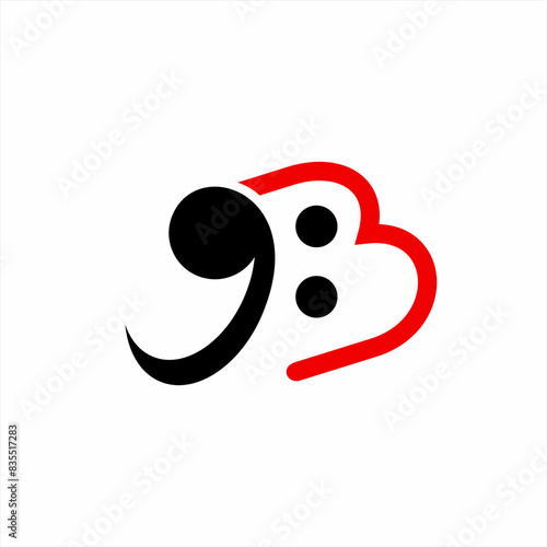 Bass clef logo design with letter B.