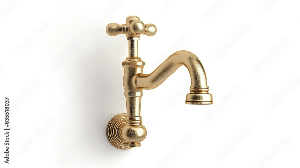 Water tap, faucet. Flow water in bathroom with sink. Modern clean. isolated on white background Water tap, faucet. Flow water in bathroom with sink. Modern clean. isolated on white background