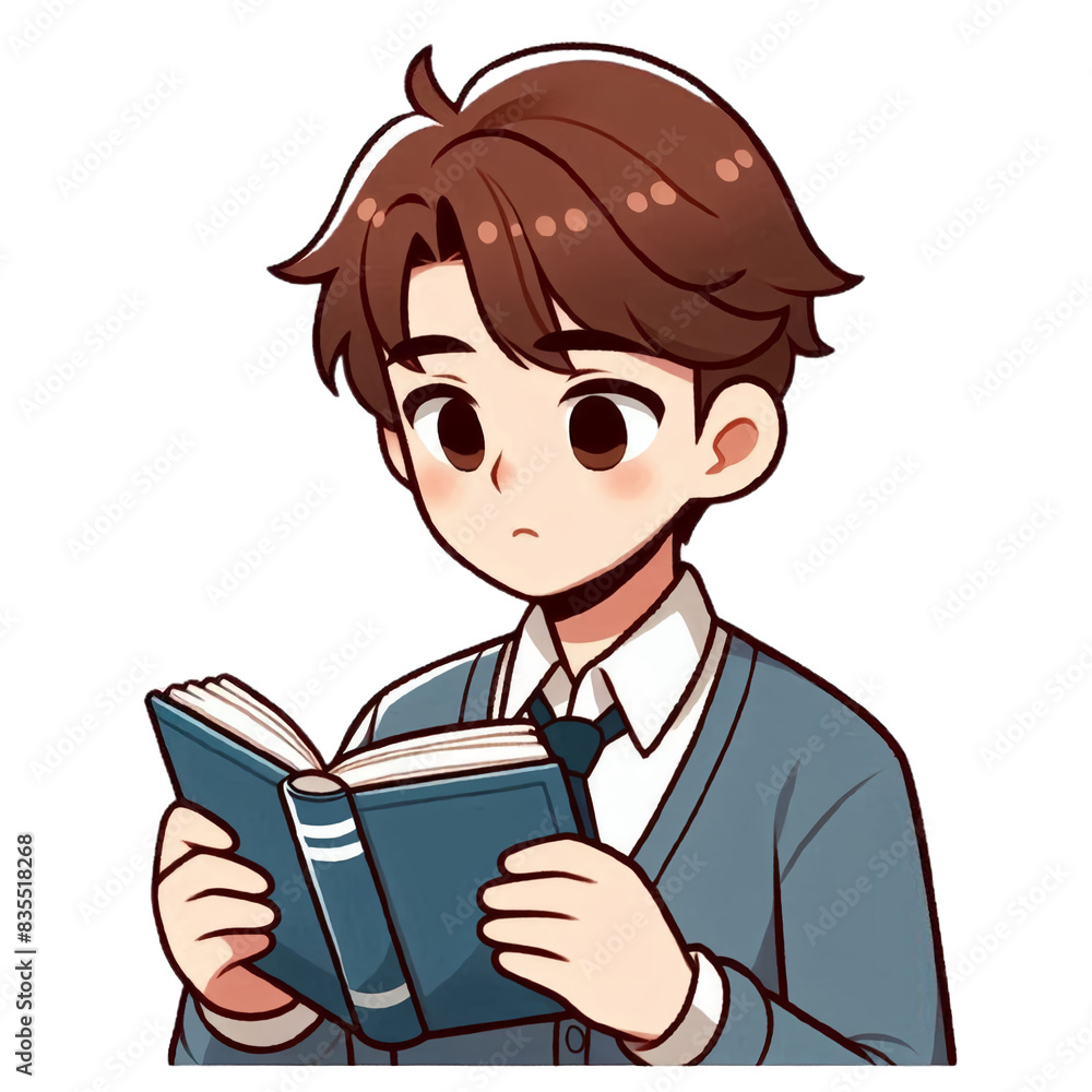 Illustration of a handsome boy reading a book. Illustration of a handsome boy reading a book.