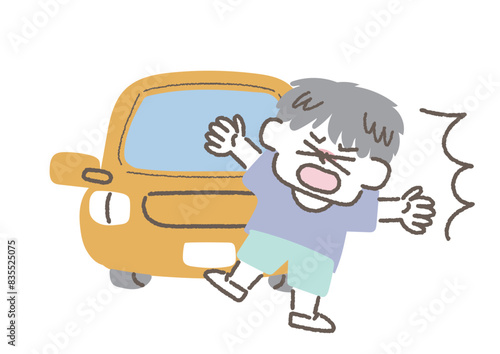 車の事故に遭った子供のイラスト