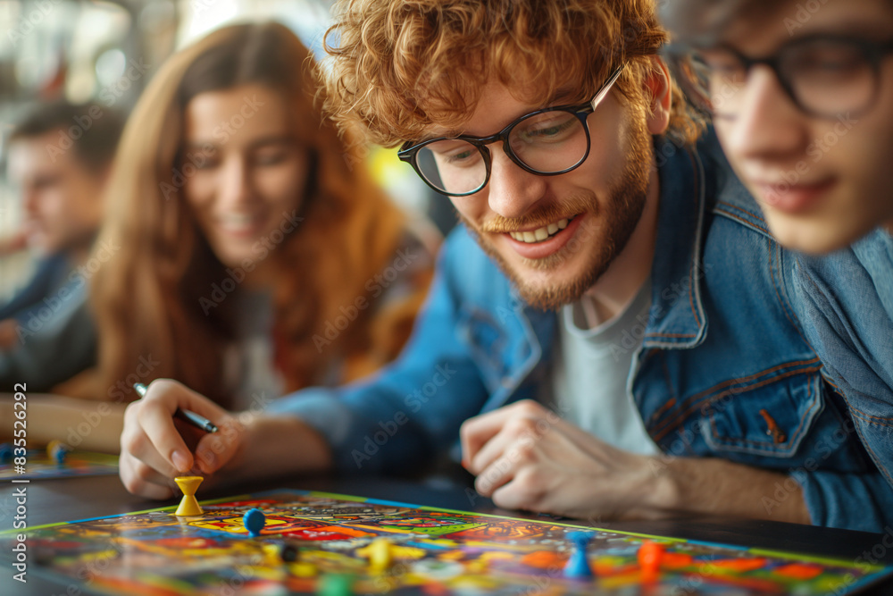 Fototapeta premium group of friends play Board Game