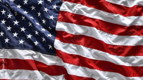 Detailed view of the American flag with ample copy space