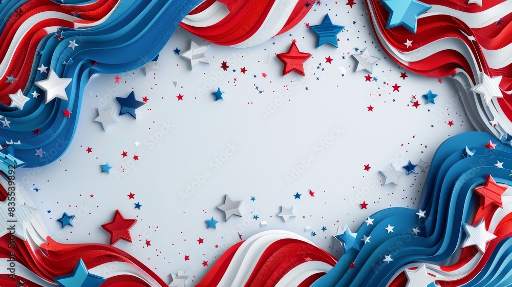 Obraz premium Patriotic background with American flag elements and blank space for copy