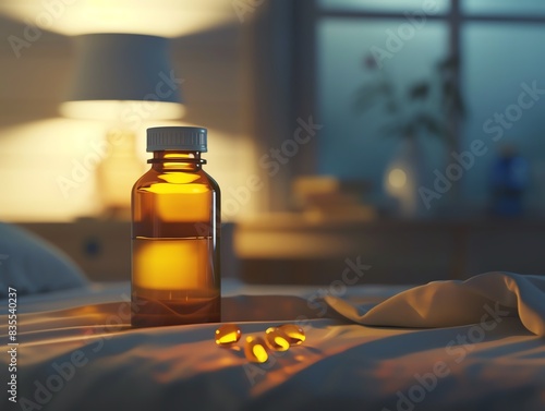 A 3D render of a bottle of essential oils for sleep photo