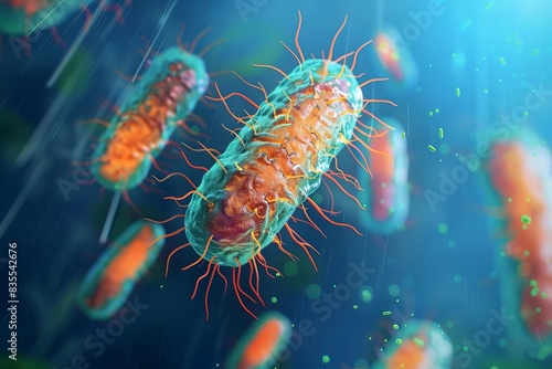 microscopic view of escherichia coli bacterial strains health and food safety concept photo