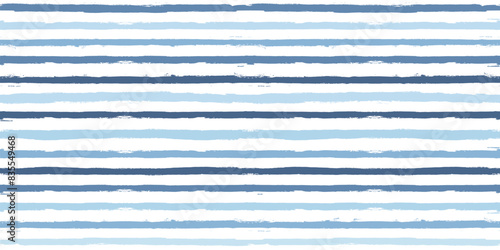 Stripes pattern, watercolor paintbrush lines, summer blue striped seamless vector background, navy brush grunge stripes.