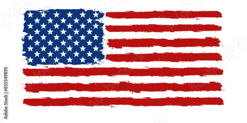 American flag paint texture. Grunge USA Flag. Vector Illustration for Celebration Holiday 4 of July American President Day. Stars and stripes