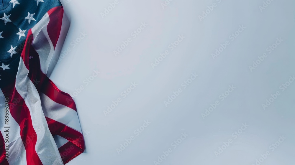 Studio shot of an American flag with white background and space for text Studio shot of an American flag with white background and space for text