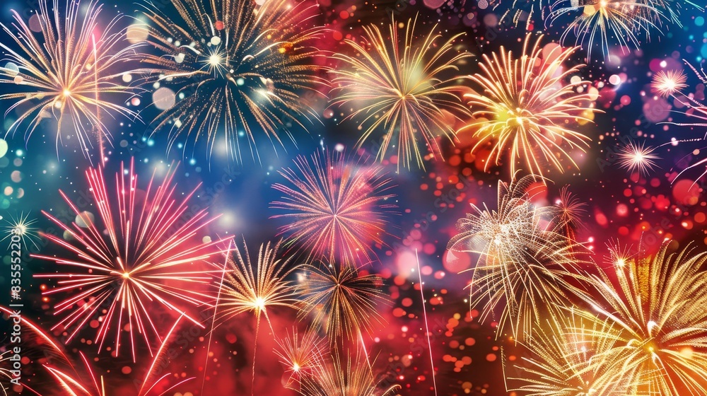 Fireworks in the night sky with room for a July 4th message Fireworks in the night sky with room for a July 4th message