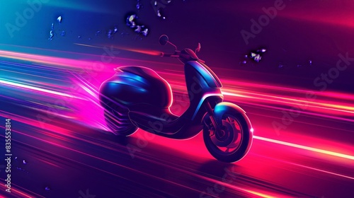  Futuristic Scooter in Neon Lights photo