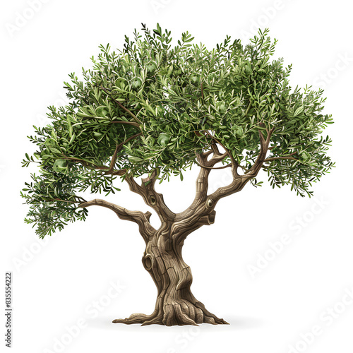 Vector illustration of a olive tree on a white background. Suitable for crafting and digital design projects.[A-0002] photo