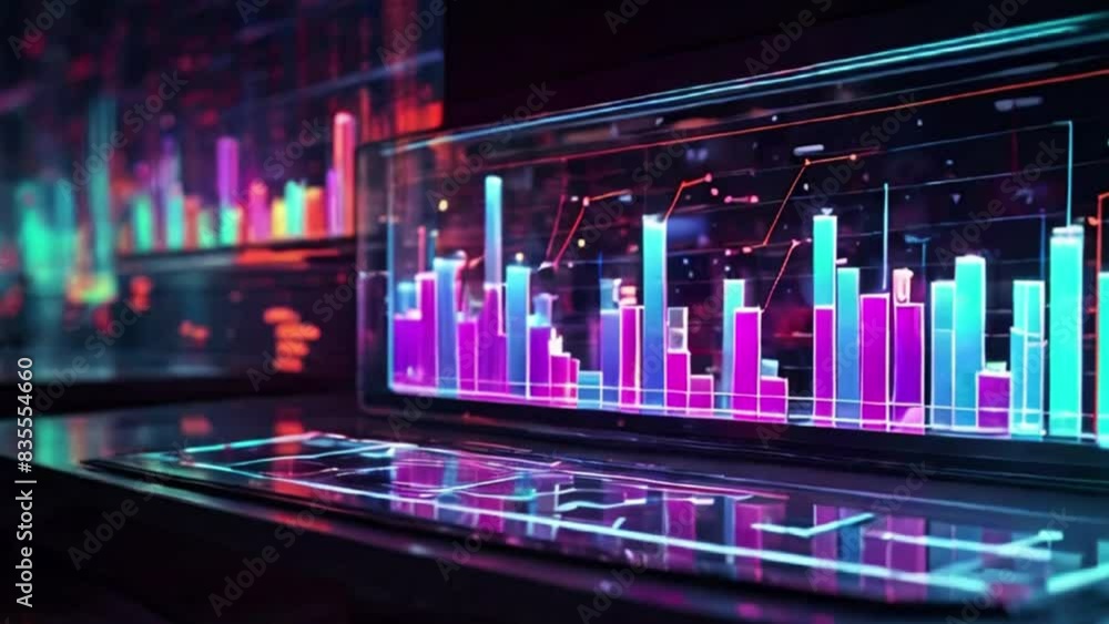 reflection data analysis and seo concept with charts, graphs,neon screen reflection data analysis and seo concept with charts, graphs,neon screen