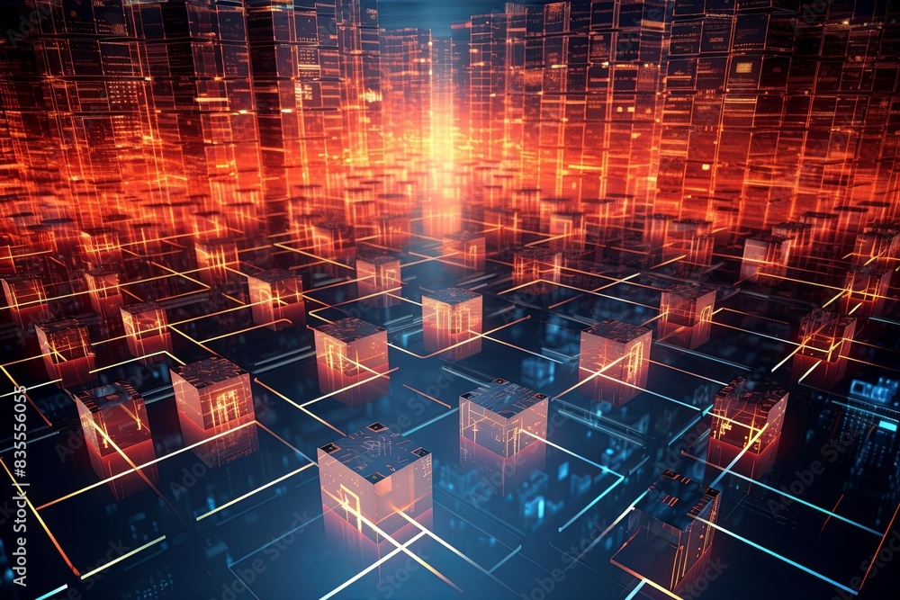 Cloud Computing Concept Visualization: Servers and Data Units Interconnected in a Digital Landscape Cloud Computing Concept Visualization: Servers and Data Units Interconnected in a Digital Landscape