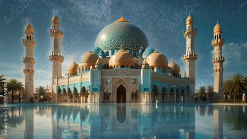 blue mosque country, seamless looping animation video background  photo