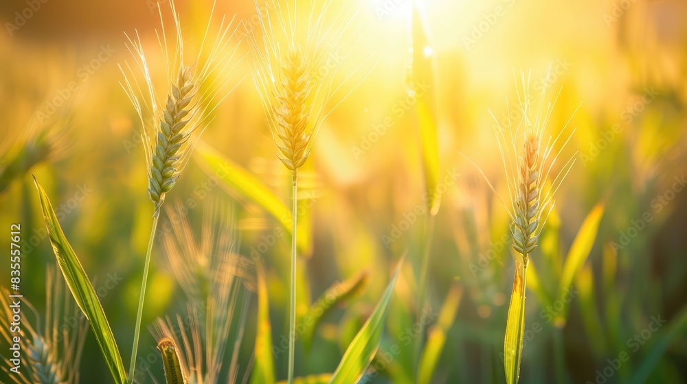 Plants thriving in the sunlight in a cereal field