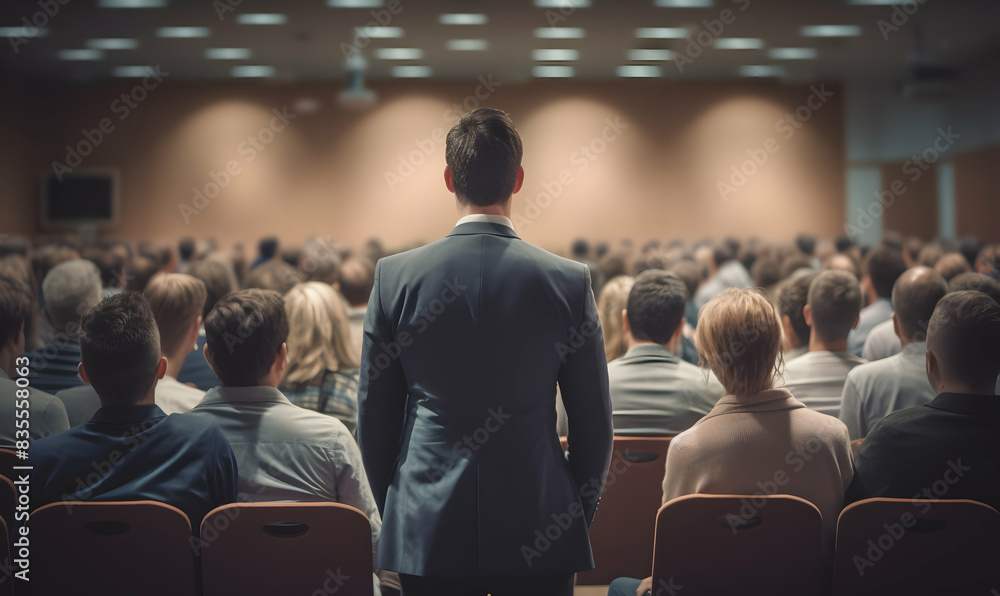 Public speaker talking in front of audience, Successful businessman holds business conference for the press, Speaker at Business Conference and Presentation Public speaker talking in front of audience, Successful businessman holds business conference for the press, Speaker at Business Conference and Presentation