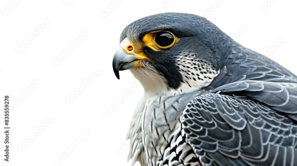 A detailed shot of a bird of prey's face and feathers, with sharp talons and piercing eyes A detailed shot of a bird of prey's face and feathers, with sharp talons and piercing eyes