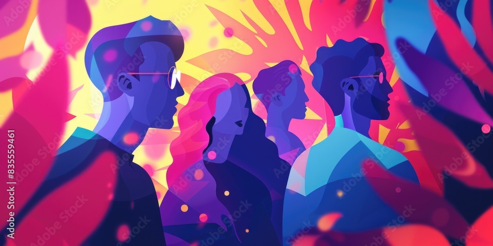 A group of individuals standing side by side, possibly friends or family A group of individuals standing side by side, possibly friends or family