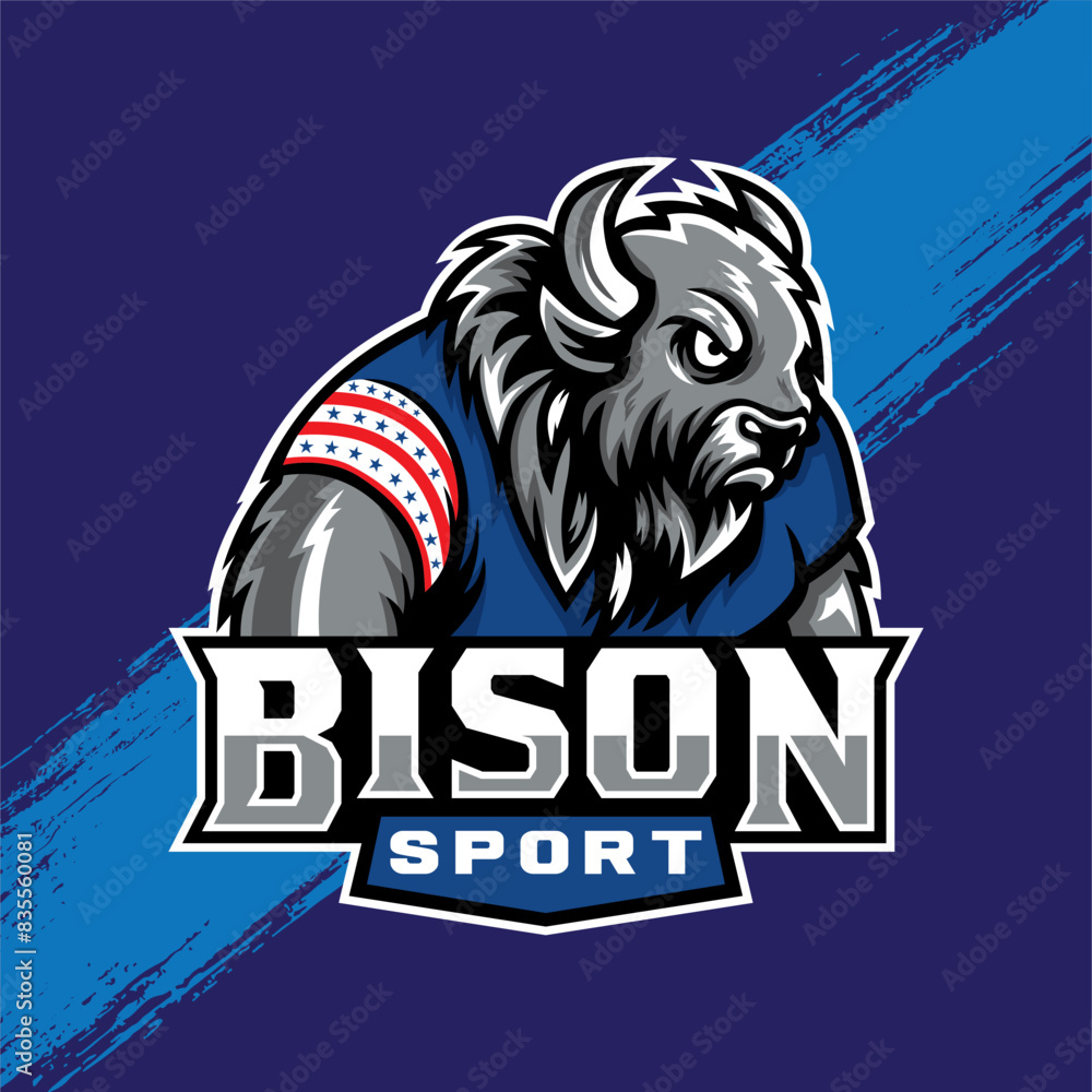 Naklejka premium Bull Bison Buffalo Mascot Logo Icon Design, Template Vector Illustration
