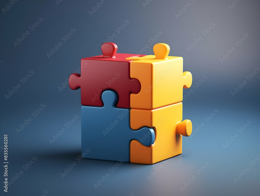 Business puzzle, Colorful 3D Business Puzzle, Business people joining puzzle together, teamwork and unity in business concept Business puzzle, Colorful 3D Business Puzzle, Business people joining puzzle together, teamwork and unity in business concept